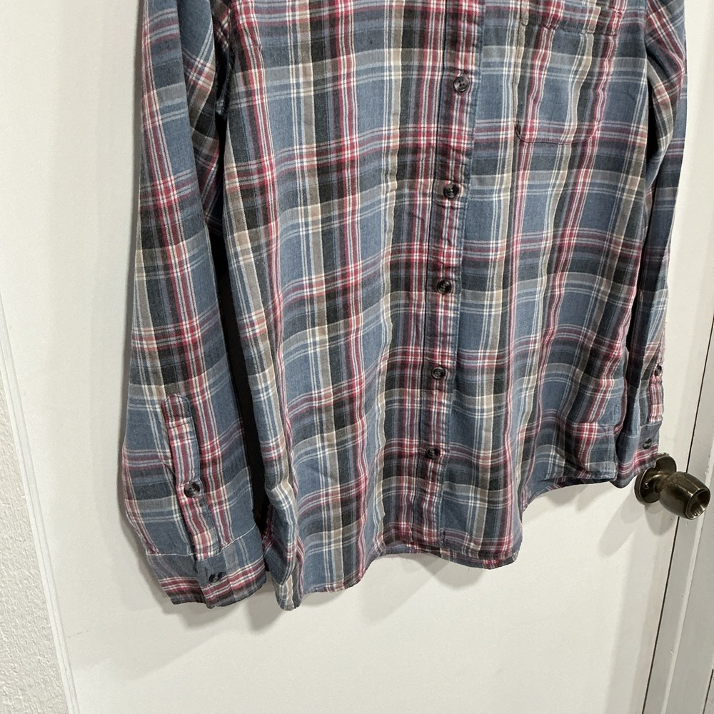 Marine Layer Plaid Flannel Button Down Shirt, Medium, Blue - Picture 3 of 8